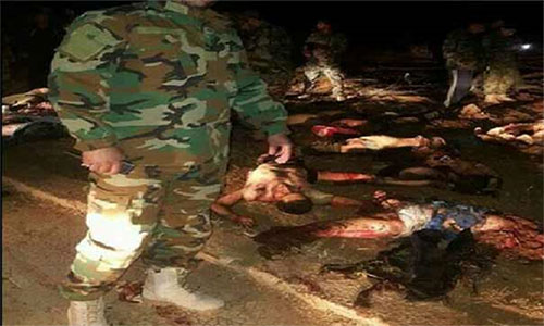 cadáveres de terroristas en el campo de batalla Duro golpe a los grupos terroristas en el sur de Siria